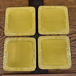 Yellow Green Square Ceramic Coasters
